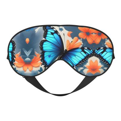 Blue Butterfly Print Sleep Mask, Unisex, Soft, Comfortable, Light-Blocking Eye Mask