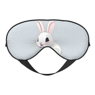 Cute White Rabbit Print Sleep Mask, Unisex, Soft, Comfortable, Light-Blocking