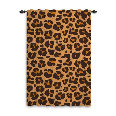 ggaimwf Brown Leopard Cartoon Safari Curtain with Rod Pocket, Pencil Pleats, 117 x 229 cm