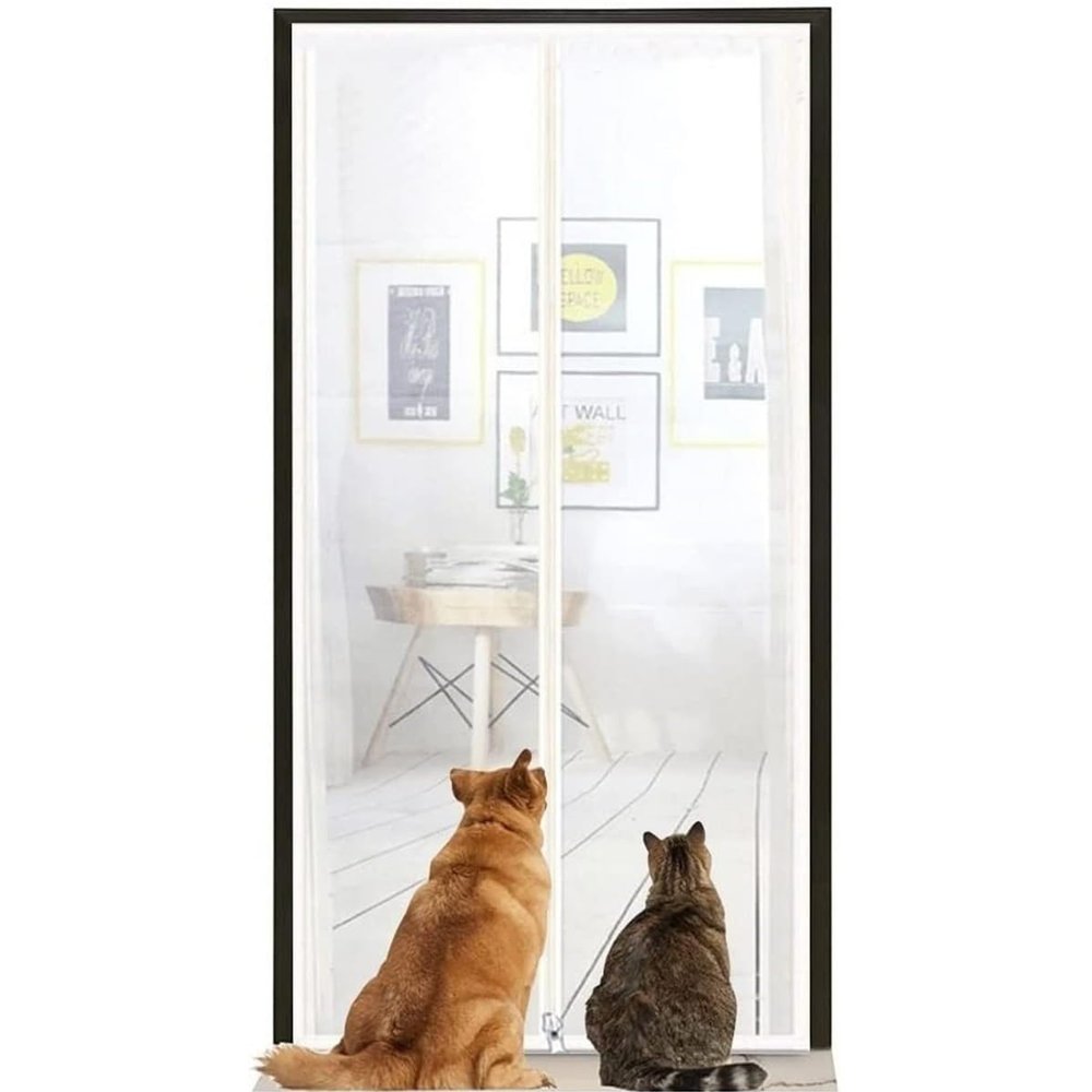 Cat-Resistant Pet Screen Door, 95 x 205 cm, Thick Mesh with Zipper (Size: 80 x 210 cm)