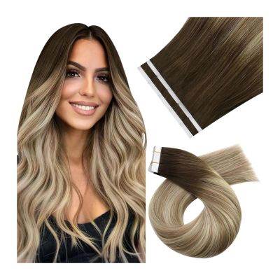 Tape-In Hair Extensions, Human Hair, Self-Adhesive, Dark Roots, Balayage 3/8/22 Blonde