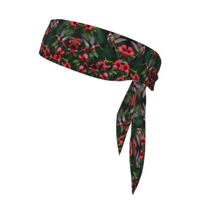 Hummingbirds Red Flowers Hibiscus Sweat-Absorbing Headband for Tennis, Running and Cycling