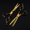 6-Inch 440C Gold Hair-Cutting Scissors, Professional Hairdressing Scissors with Large Pivot Screw, Cutting and Thinning Scissors view 1