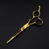 6-Inch 440C Gold Hair-Cutting Scissors, Professional Hairdressing Scissors with Large Pivot Screw, Cutting and Thinning Scissors view 3