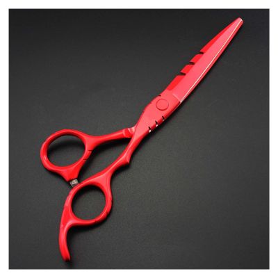 FUBUKIOF 5.5/6-Inch Red Hair Cutting and Thinning Scissors