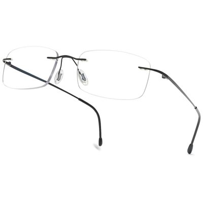 ABETOS Rimless Lightweight Titanium Blue-Light-Blocking Reading Glasses, Rectangular, Black +2.5