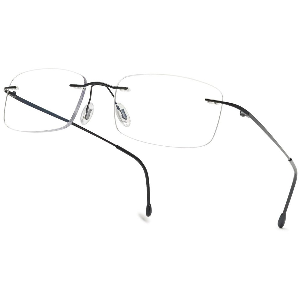 ABETOS Rimless Lightweight Titanium Blue-Light-Blocking Reading Glasses, Rectangular, Black +2.5