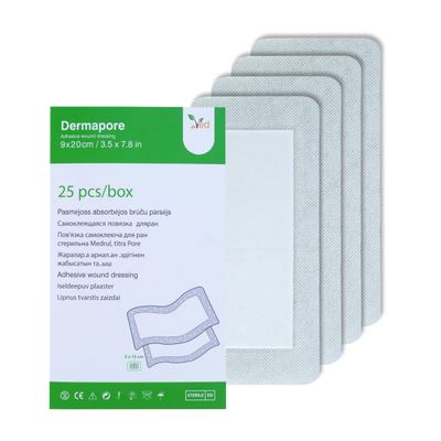 VED Dermapore Wound Adhesive, Medium, 9 x 20 cm (25-Pack)