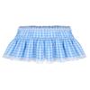 Sexy Women's Short Gingham Pleated A-Line Skirt with Lace Hem, Light Blue, S view 1