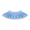 Sexy Women's Short Gingham Pleated A-Line Skirt with Lace Hem, Light Blue, S view 4