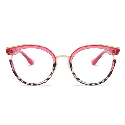 AOOLIA Round Reading Glasses for Women and Men, TR90 Blue-Light-Blocking Readers, Pink, +3.5