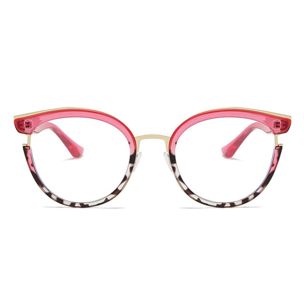 AOOLIA Round Reading Glasses for Women and Men, TR90 Blue-Light-Blocking Readers, Pink, +3.5