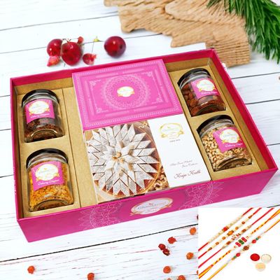 Ghasitaram Gifts Jaiccha Rakhi Gift Hamper for Brothers with 5 Rakhis