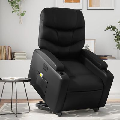 Homgoday Electric Massage Recliner, Black Faux Leather