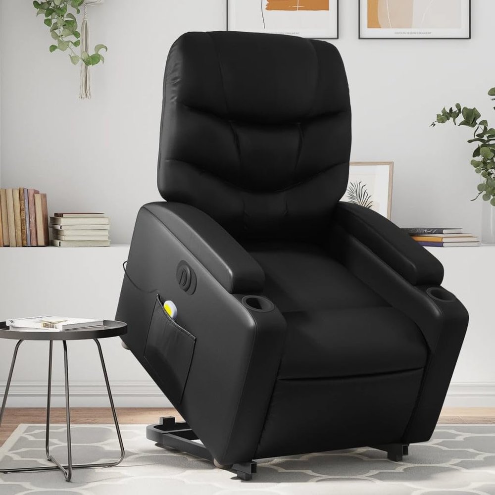 Homgoday Electric Massage Recliner, Black Faux Leather