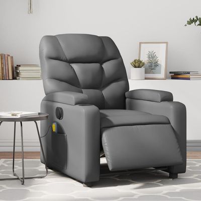 Homgoday Electric Reclining Massage Chair, Gray Faux Leather, Full-Body, B1