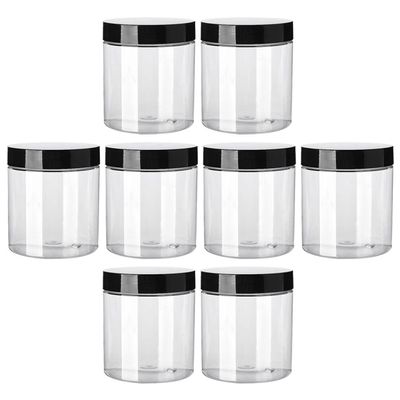 8-Pack 30 mL Round PET Cream Jars with Lids, Clear
