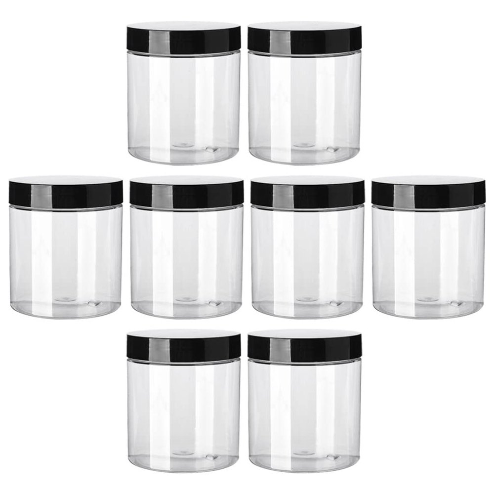 8-Pack 30 mL Round PET Cream Jars with Lids, Clear