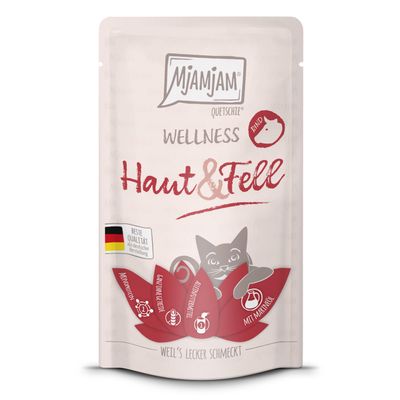 MjAMjAM Premium Wet Cat Food Wellness Skin & Coat Beef, 1-Pack (1 x 125 g), Grain-Free