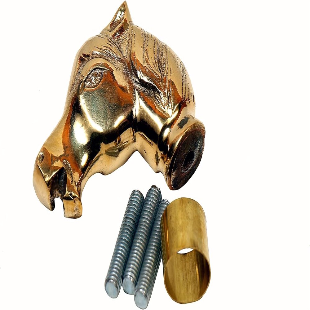 Ganga Victorian-Style Nautical Walking Cane, Brass Horse Head Handle, Gold-Tone