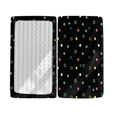 Hiseng 2-Pack Baby Fitted Sheets for Rectangular and Oval Mattresses, Soft Microfiber, Colorful Circles, 65 x 95 cm