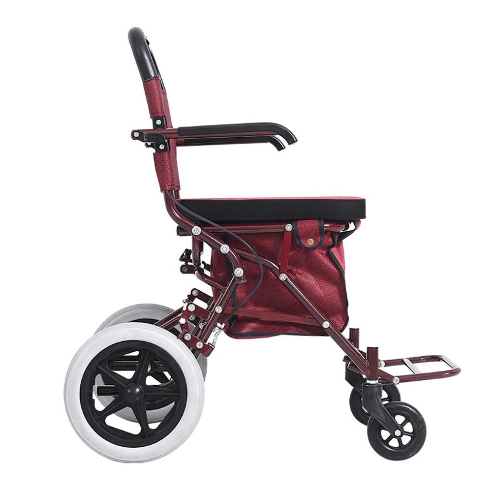 MJMLUCK Folding Walker, Rollator, Shopping Cart, Trolley with Seat and Footrest for Seniors