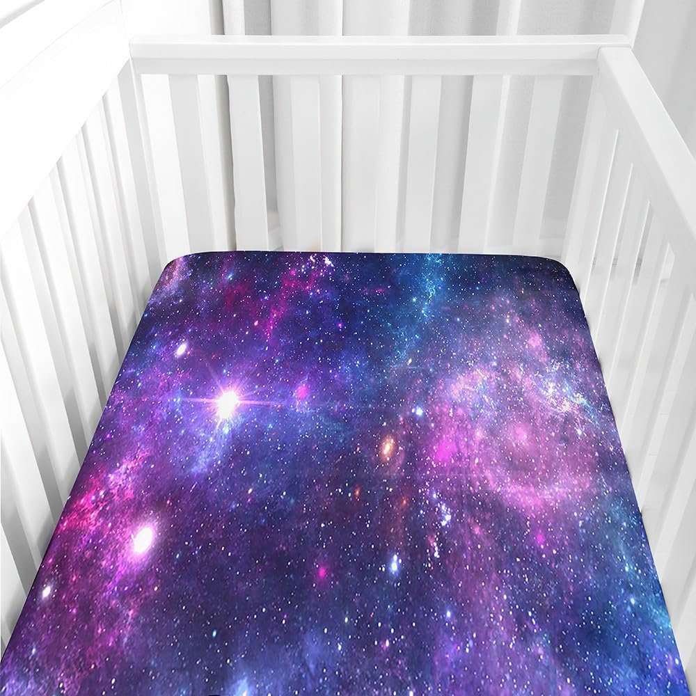 Morbuy Baby Crib Fitted Sheet, Starry Sky, Universe, 120 x 60 cm