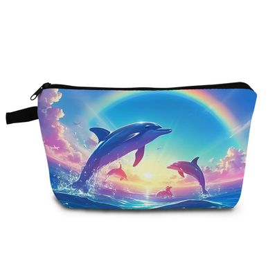 YULUENZE Dolphin Print Makeup Bag with Zipper
