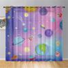 Odot 2-Piece Sheer Voile Curtain Set with Cute 3D Cartoon Planet Print, 132 x 182 cm, Purple view 3