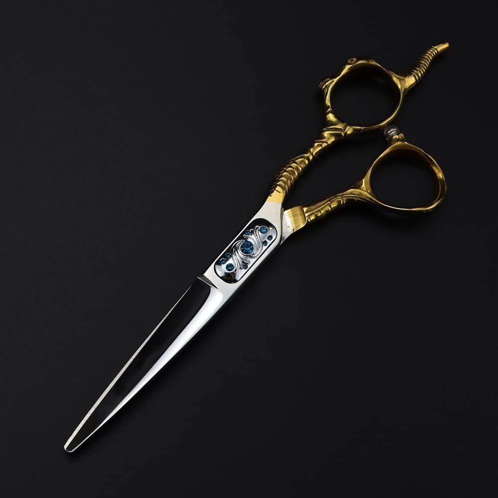 6-Inch Professional 440C Steel Gold Sheep Shears, Haircut Thinning Scissors