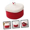 MUCKLILY Elegant Cotton Rope Storage Basket with Lid for Snacks, Cosmetics, or Desk Storage view 2