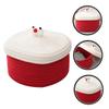 MUCKLILY Elegant Cotton Rope Storage Basket with Lid for Snacks, Cosmetics, or Desk Storage view 3