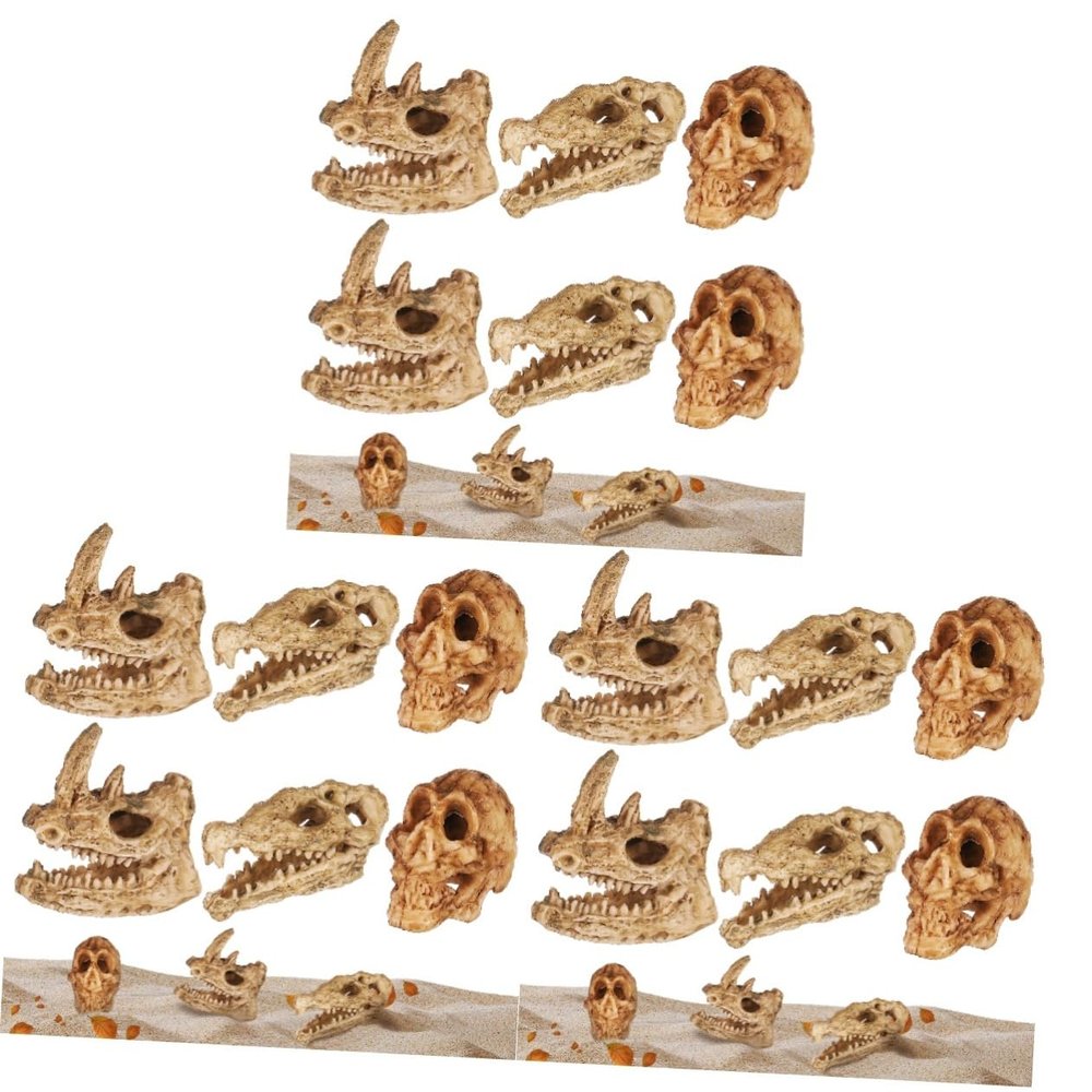 Ciieeo 18-Piece Miniature Animal Skull Statues for Aquariums and Desks