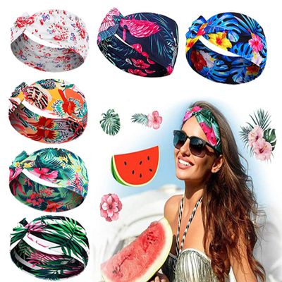 6 Wide Headbands for Women, Hawaiian Beach, Boho Retro, Yoga and Sports