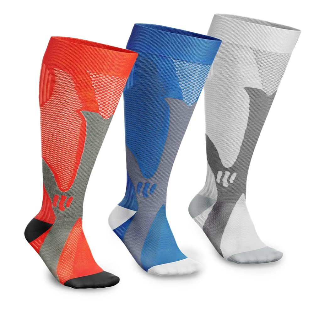 MEIION 3 Pairs Compression Socks for Men and Women, 20–30 mmHg