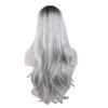 Long Wavy Ombre Synthetic Wig for Women, Black Gray view 1