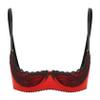 Sywiyi Women's Open-Bust Push-Up Underwire Lace Bra, Red, 5XL view 1