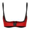 Sywiyi Women's Open-Bust Push-Up Underwire Lace Bra, Red, 5XL view 2