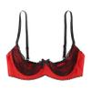 Sywiyi Women's Open-Bust Push-Up Underwire Lace Bra, Red, 5XL view 3