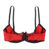 Sywiyi Women's Open-Bust Push-Up Underwire Lace Bra, Red, 5XL view 4