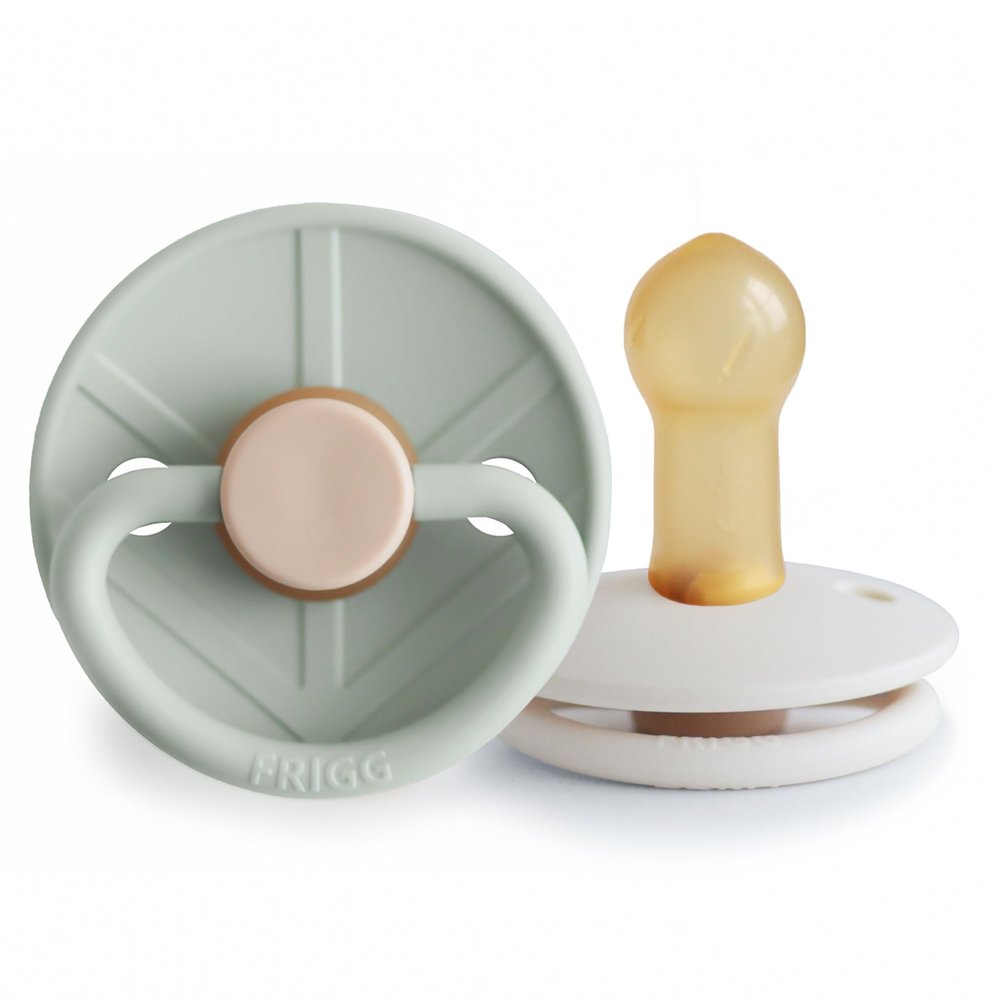 FRIGG Little Viking Latex Pacifiers, 2-Pack, Sage/Cream, Size 2 (6–18 Months)