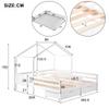 90x200 cm House Bed with Roof Frame for 2 Children, White Pine Bed with 2 Drawers, Guardrail and Slatted Base view 2