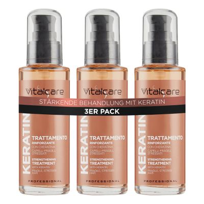 Vitalcare Keratin Strengthening Treatment for Brittle Hair, 3 x 100 ml