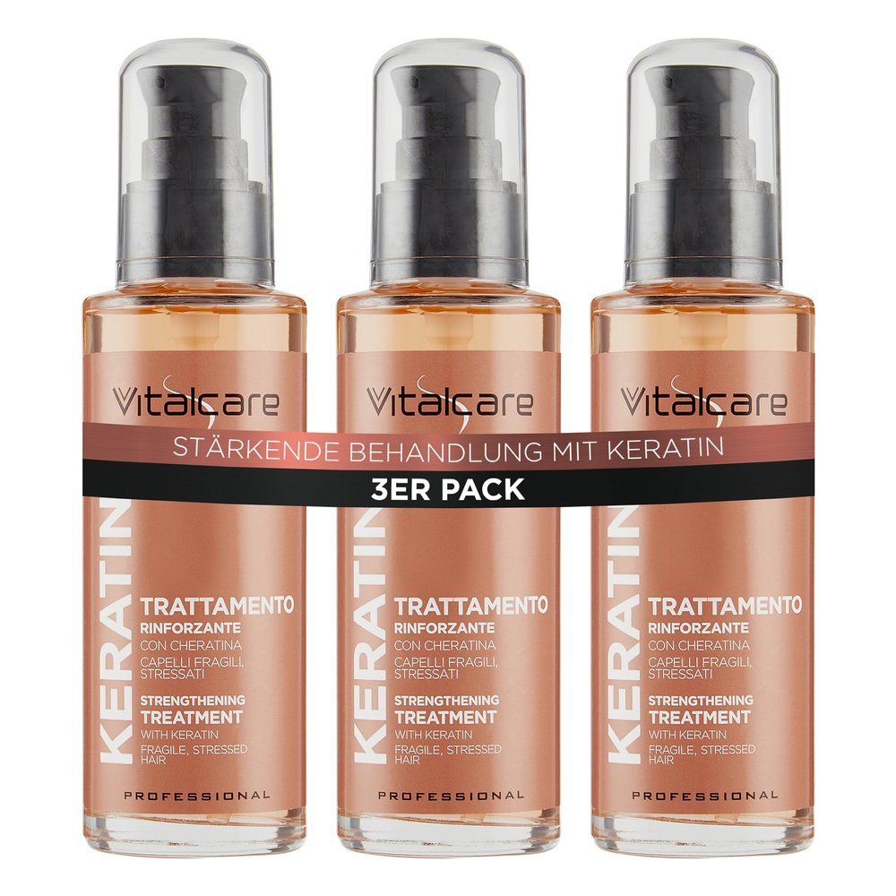 Vitalcare Keratin Strengthening Treatment for Brittle Hair, 3 x 100 ml