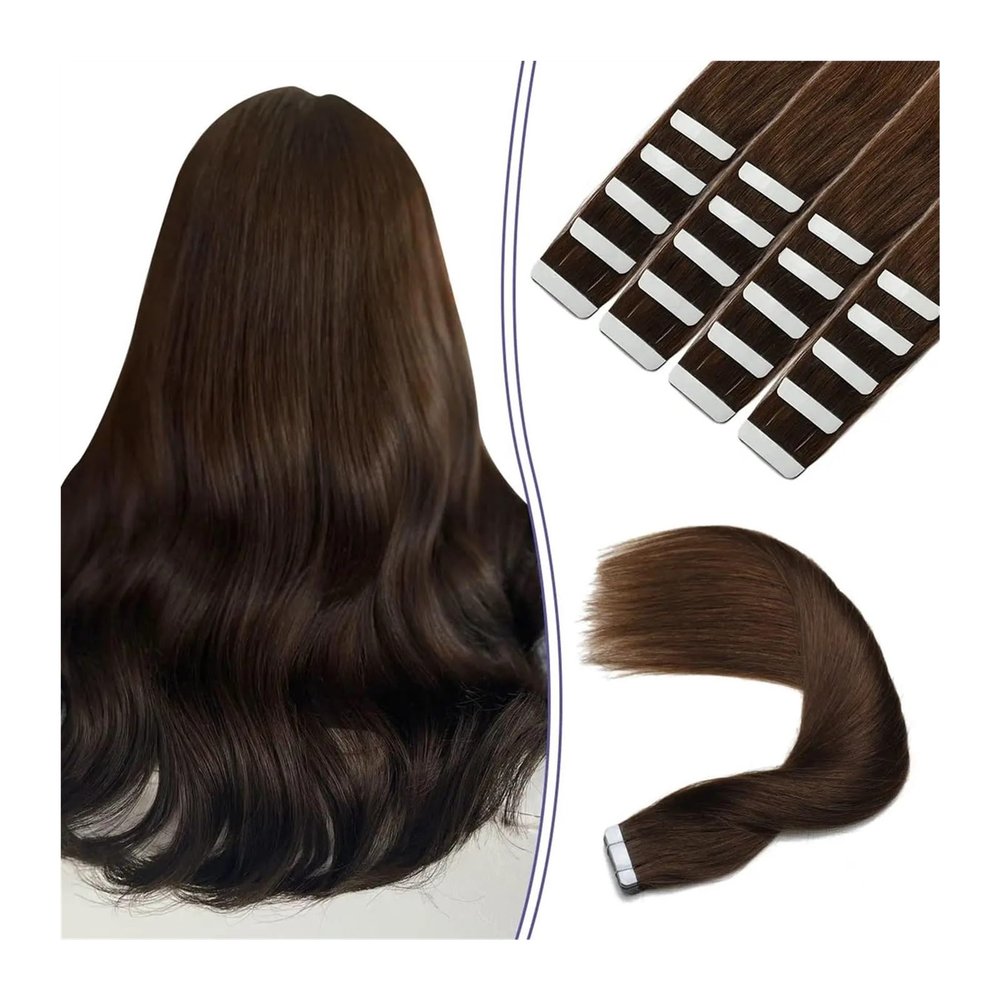 Tape-In Human Hair Extensions, No. 4 Medium Brown