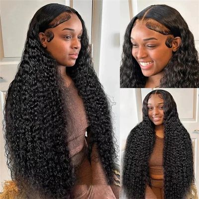 13 x 4 Deep Wave Lace Front Wig, 13 x 6 Transparent Curly Lace Front Wig for Women, Brazilian Water Wave Human Hair