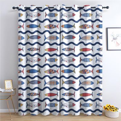 Fish Sea Cartoon Blackout Curtains, 2-Piece Set, 220 x 140 cm