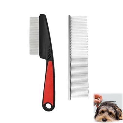 GYWHOOFT 2-Piece Stainless Steel Flea Comb Set for Cats and Dogs
