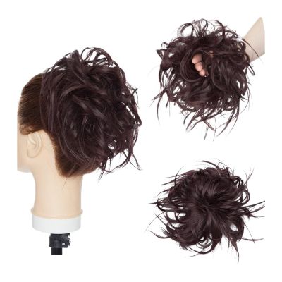 Messy Hair Bun Hairpiece for Women, Fluffy Tousled Updo, Synthetic Wavy Hair Scrunchie, 45 g