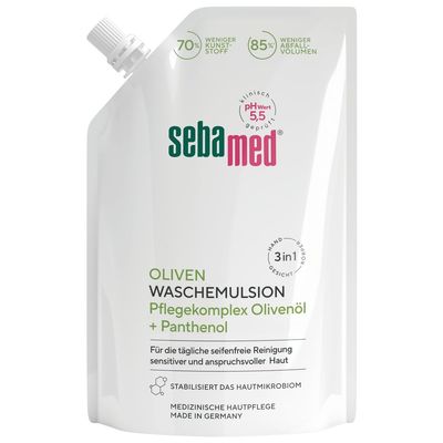 Sebamed Liquid Olive Wash Emulsion Refill Pouch, 400 ml